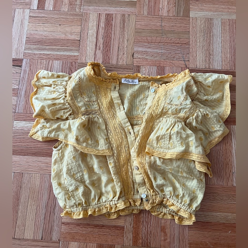 Loveshackfancy Crew Neck Short Sleeve Crop Top